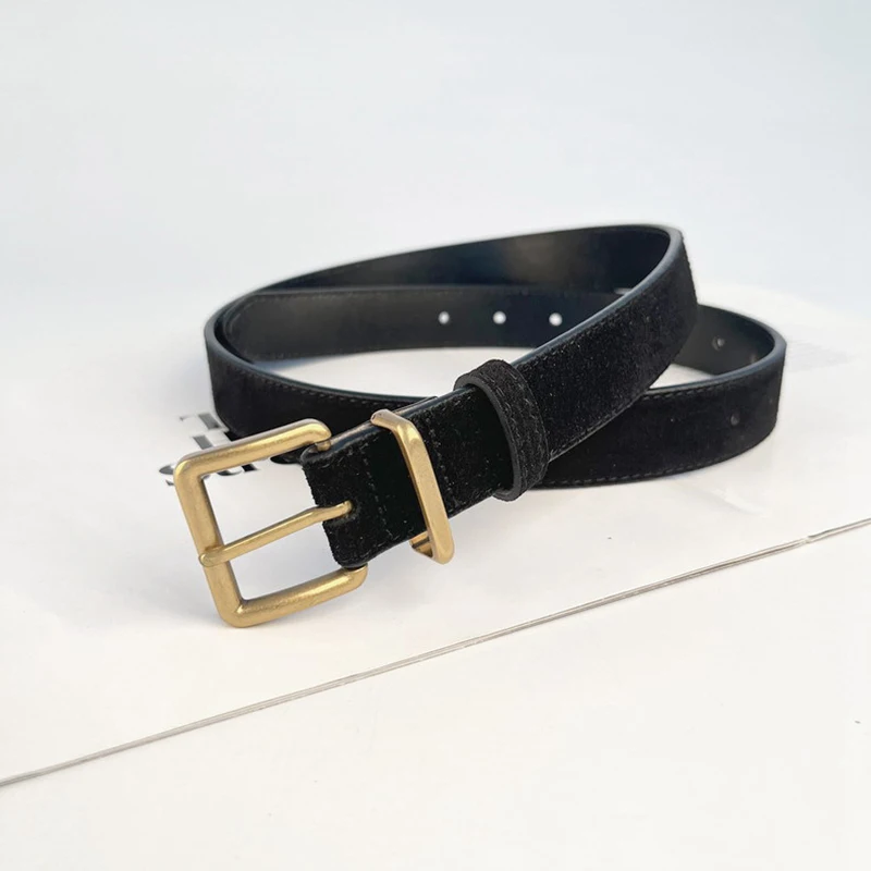 Women Belt Vintage Genuine Leather Waistband Female Gold Pin Buckle Belts Brand Designer Korean Version All-match Fashion Belt