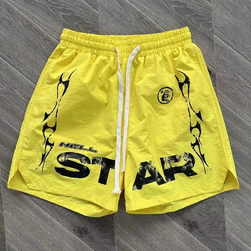 

23SS Хай-стрит Высококачественные нейлоновые шорты Hellstar для мужчин и женщин, быстросохнущие Бриджи Haikyuu