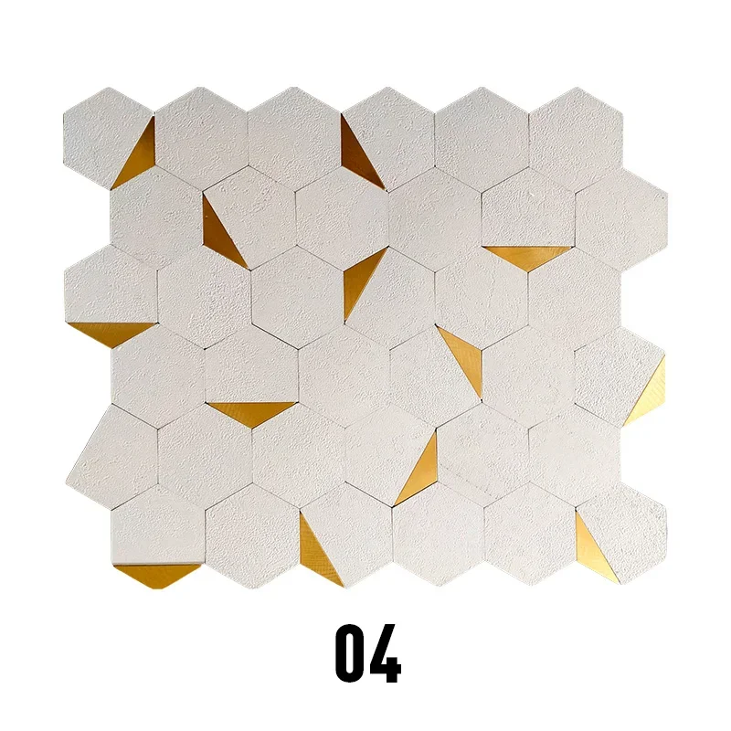thumbnail image 1 of Azulejo de pared hexagonal 3D autoadhesivo de aluminio y metal para cocina, baño y sala de estar, 30 cm, 1 of 5