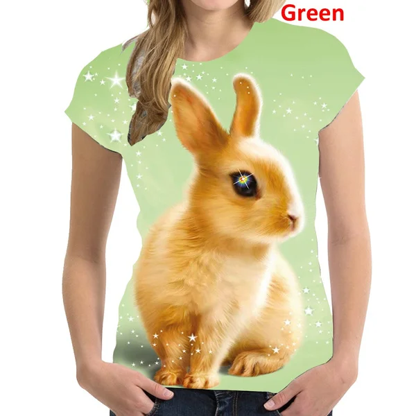 New Fashion Women Short Sleeve O-neck Rabbit Printed T-shirt Casual Slim Fit Tee Summer Street Top BlouseXS-4XL new fashion men s t shirt high street 3d printing t shirt summer fashion tops daily casual short sleeved o neck street trend