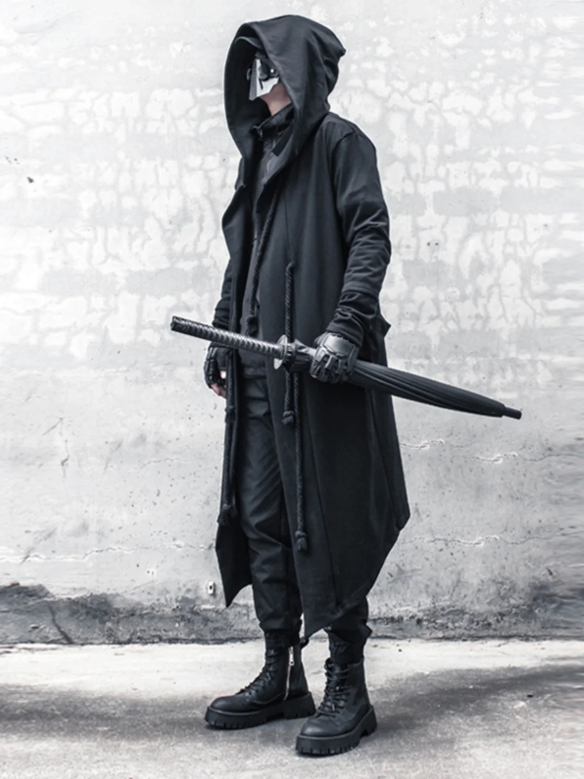 Jaeger Dark Gray Hooded　ロングマント ARENS Men's Tide Spring Autumn Darkwear Warrior Large Size