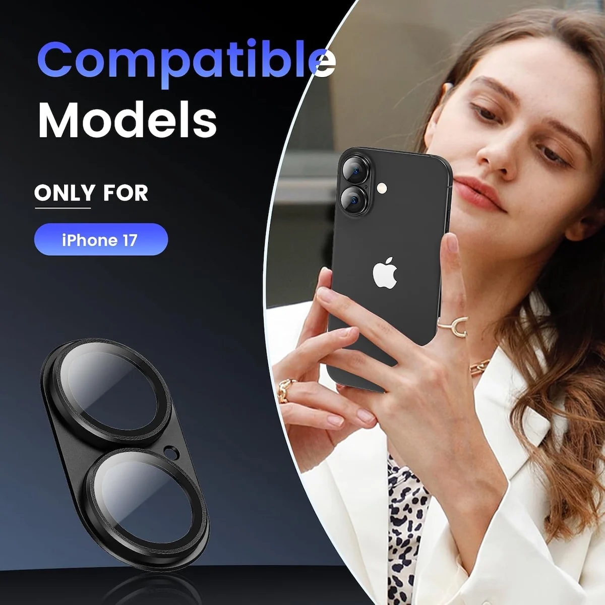 Premium Metal Camera Lens Protector with Tempered Glass Cover, 6.3-inch