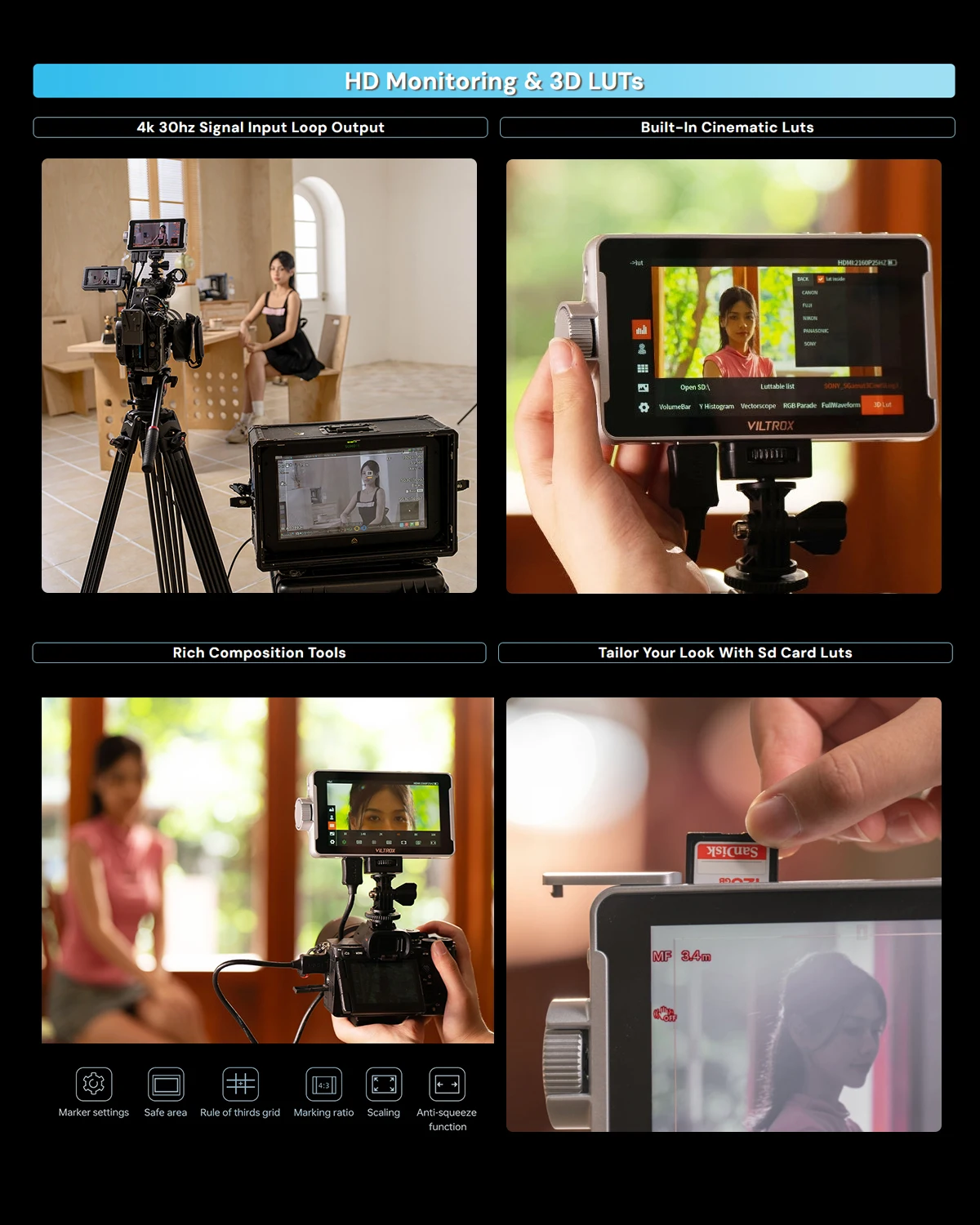 VILTROX DC-V1 5.5" Touchscreen Camera Field Monitor DSLR Monitor with 3D LUT Wav