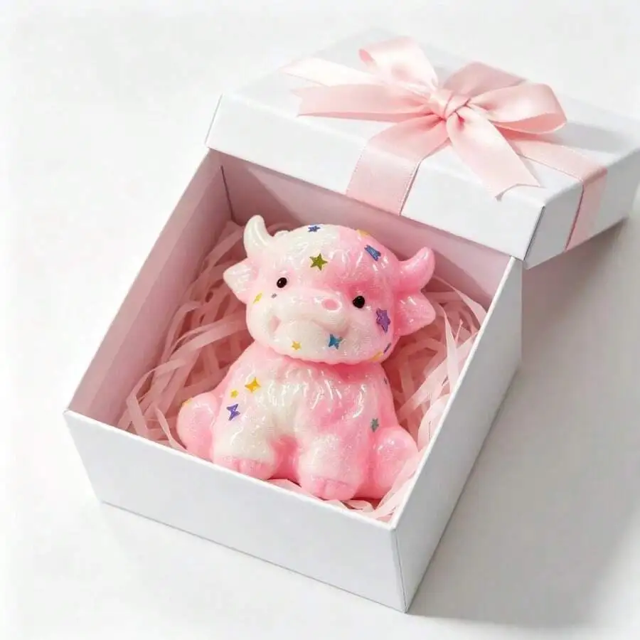 A Silicone Toy Designed To Relieve Stress, Shaped Like A Cow, Soft And Squeezable, Suitable For Ornaments (Pink) 1