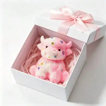 A Silicone Toy Designed To Relieve Stress, Shaped Like A Cow, Soft And Squeezable, Suitable For Ornaments (Pink) 1