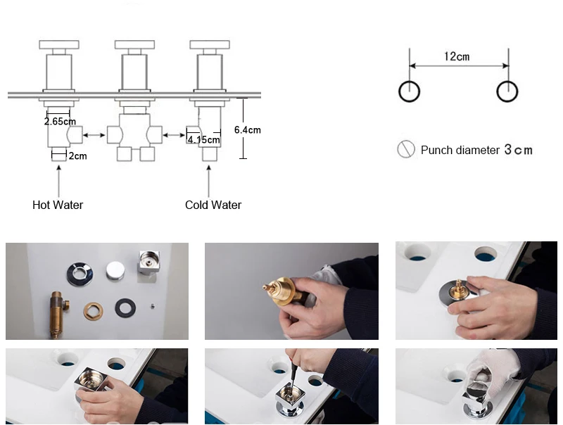 BAKALA Brass Chrome Bathtub Hot and Cold Water Control Valve Faucet Bath Shower Mixer Bathtub 3 Piece Set Switch Valve bathtub faucet