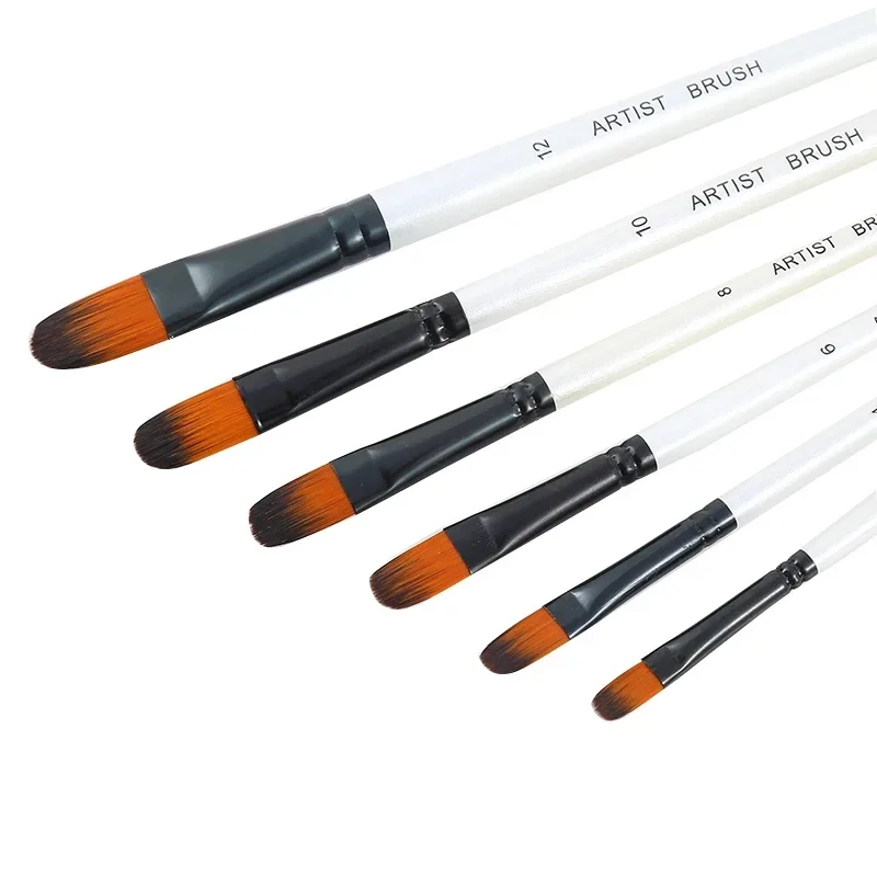 

6 Pcs/set Nylon Hair Wooden Handle Watercolor Paint Brush Pen Set Learning DIY Oil Acrylic Painting Art Paint Brushes Supplies