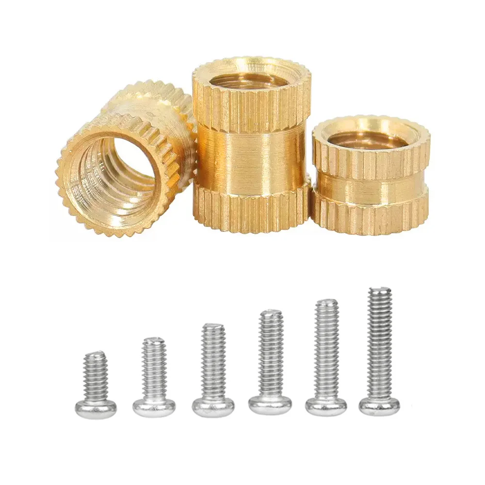 M1 M1.4 M1.6 M1.7 Heat Threaded Brass Insert Nut 304 Stainless Steel Screw Set Hot Melt Knurled Embedded Copper Nut Bolt Kit