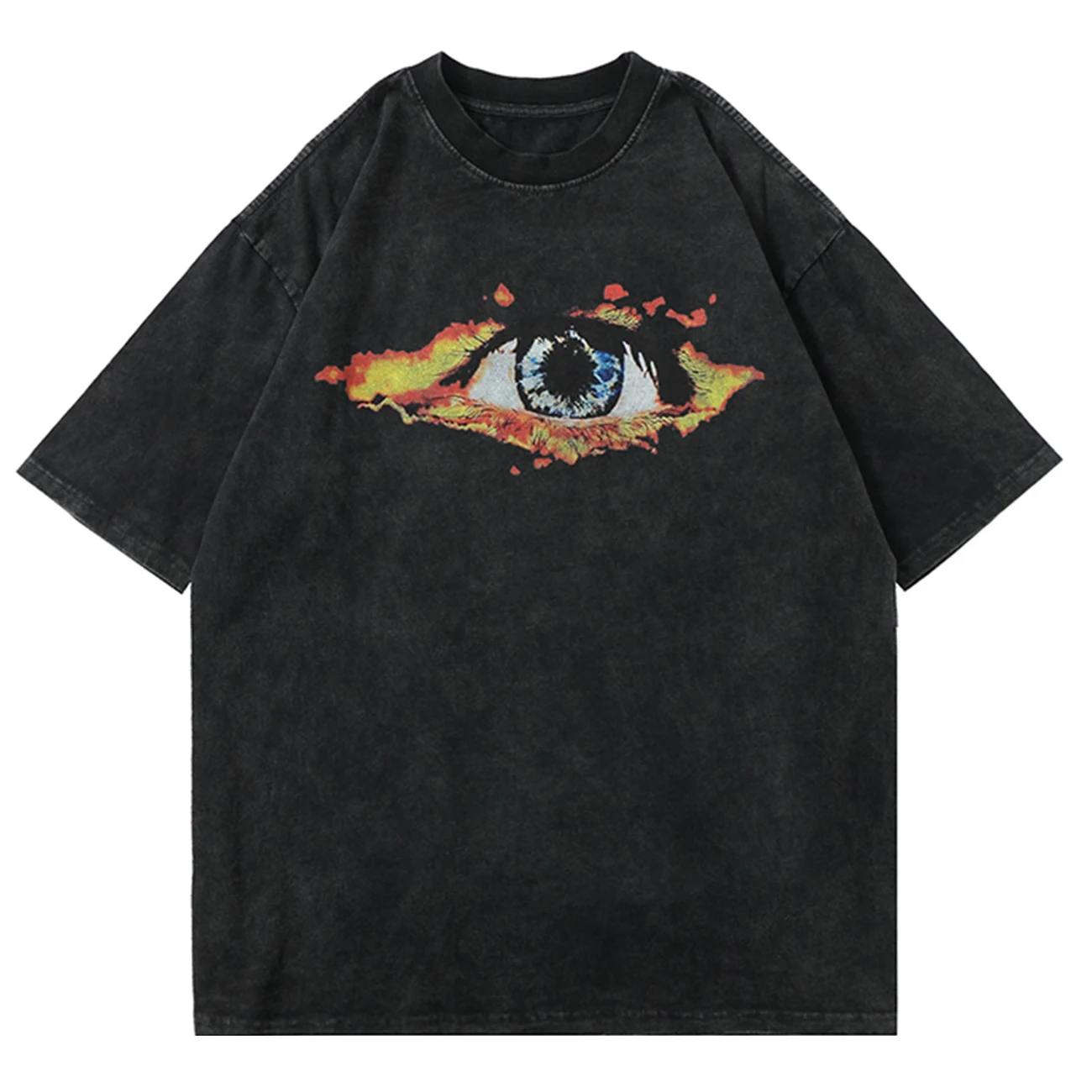 

LACIBLE Fashion New Vintage Eye Graphic Pure Cotton Multicolor Short Sleeve Tops Summer Hot Selling Loose T-shirt For Men Women