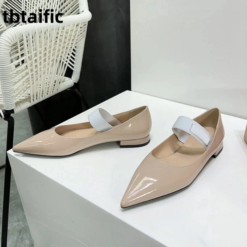 

Sexy Point Toe Genuine Leather Women Pumps Square Low Heel Dress Shoes For Woman Designer Casual Shoes Sandalias Mujer 2023