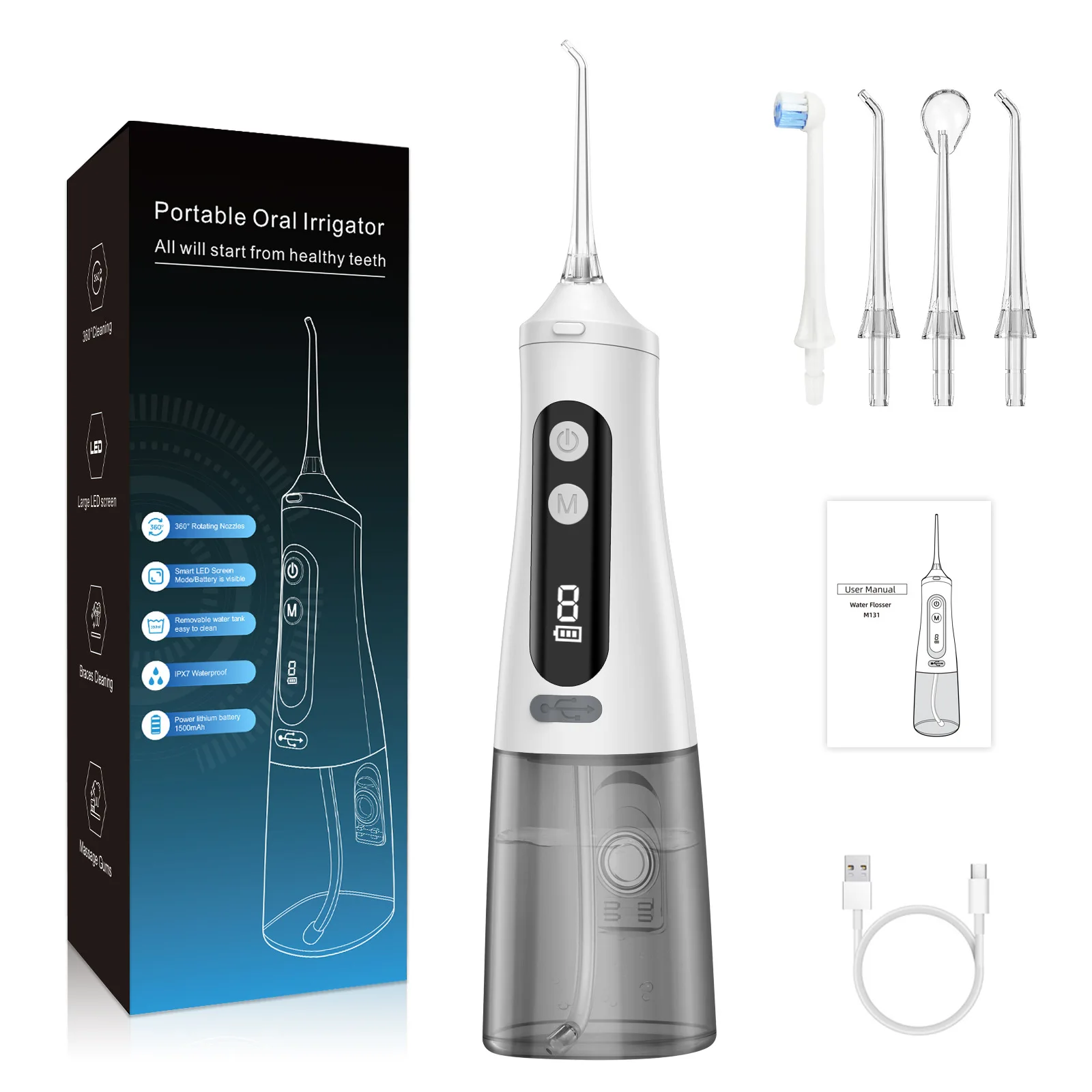 

Ирригатор для полости рта с USB-зарядкой, 310 мл
