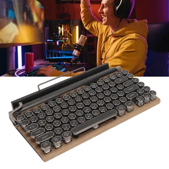 Vintage 83‑Key Wireless Mechanical Typewriter Keyboard with RGB Lighting and Blue Switches 1