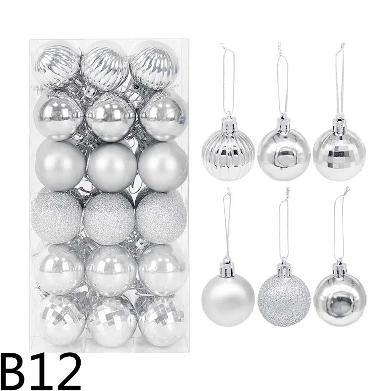 thumbnail image 1 of 36 piezas/caja de bolas de Navidad doradas y rojas para decoración de árboles de Navidad, 4 cm, adornos navideños para el hogar, regalo de Año Nuevo 2025, 1 of 5