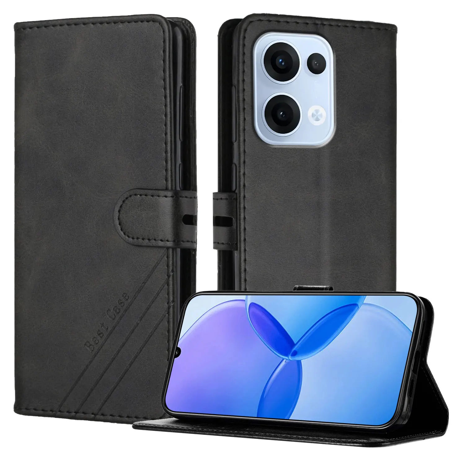 Leather Flip Case with Magnetic Stand and Wallet Feature
