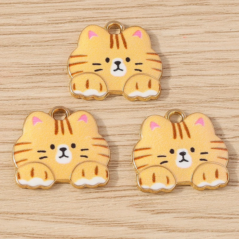 10 Stück Cartoon Tier Charms Emaille Katze Charms Anhänger für Schmuckherstellung Tropfen Ohrringe Halsketten Armbänder DIY Bastelbedarf – Detail 13