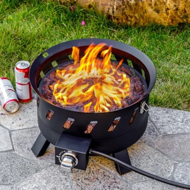 17.3 inch Portable Propane Fire Pits Gas Fire Pit Bowl for Outside with Lid Handle Smokeless Gas Firebowl Ideal for Camping Pat 3