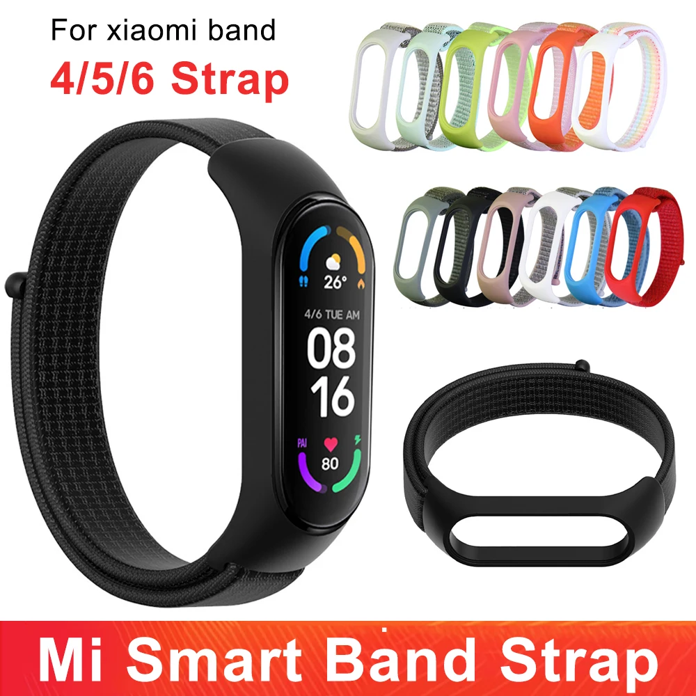 Ремешок нейлоновый для Xiaomi Mi Smart Band 6 5 4 3 сменный спортивный браслет на запястье
