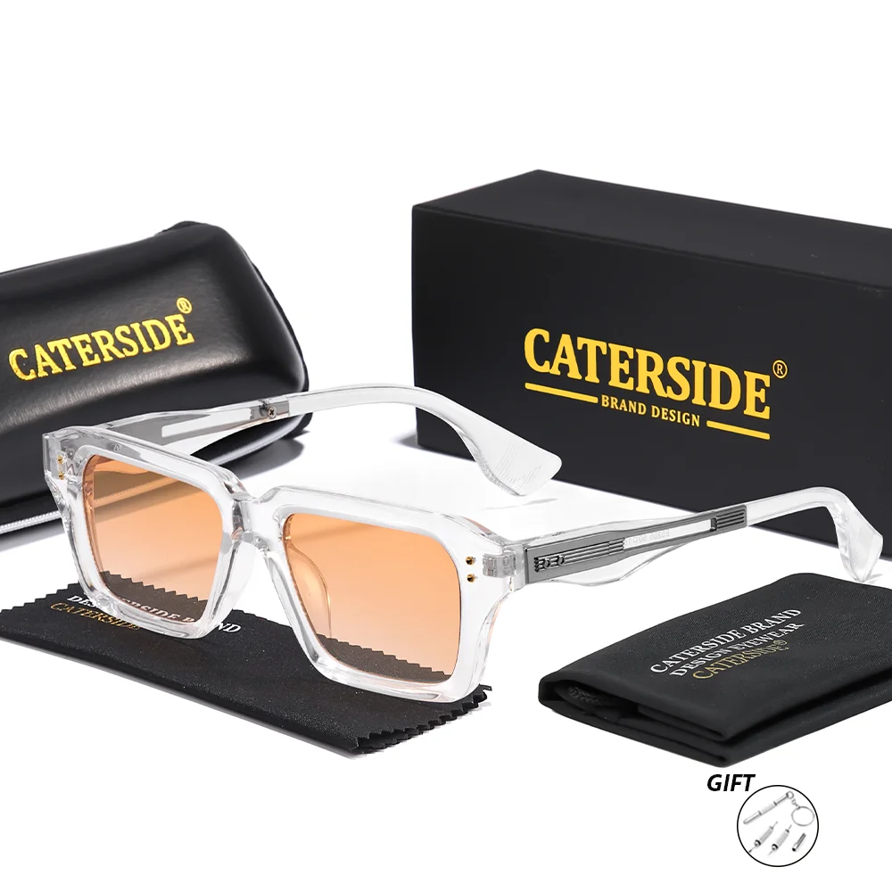 CATERSIDE Neue Vintage-Sonnenbrille für Herren mit quadratischer Form, individuell anpassbare optische Sonnenbrille für Damen, UV400-Schutz – Detail 11
