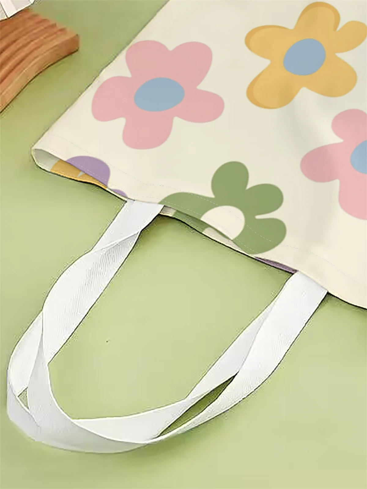 1 piece, flower patterned handbag, reusable fashionable handbag, multifunctional handbag, printed canvas shopping bag
