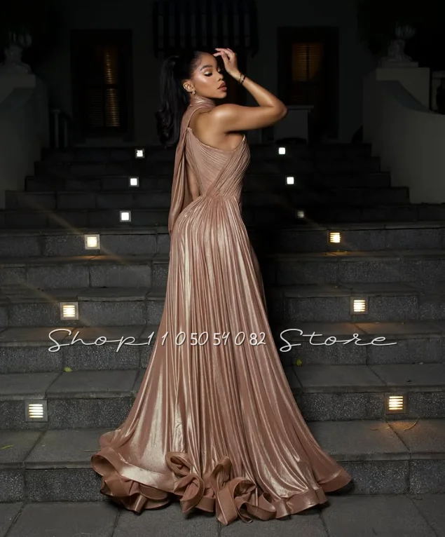 Charming Evening Gown Shiny One-Shoulder Wrap Pleats South African Women’s Prom Dress Beach Party Fashion Wedding Customized - 2
