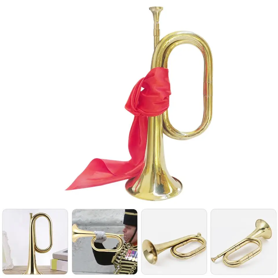 Brass Cavalry Trumpet For Beginners | 30.5cm Bugle Style | Gold Finish | Ideal For Learning, Bands & Gifts