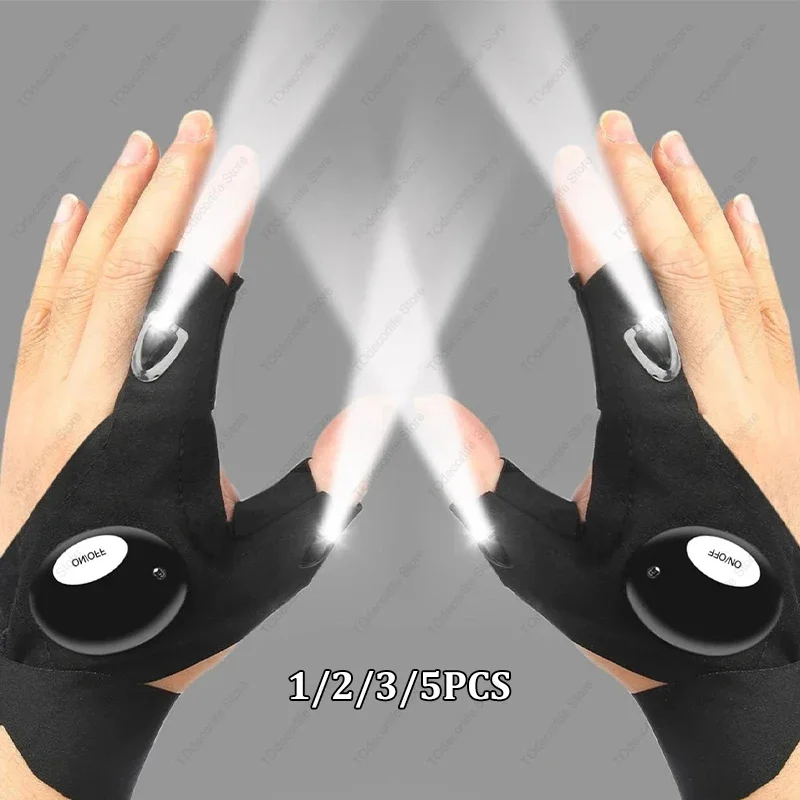 1-10 PCS LED Lighted Gloves Riding Night Fishing Camping Outdoor Hiking Rescue Lighting Gloves Lighted Running NEW