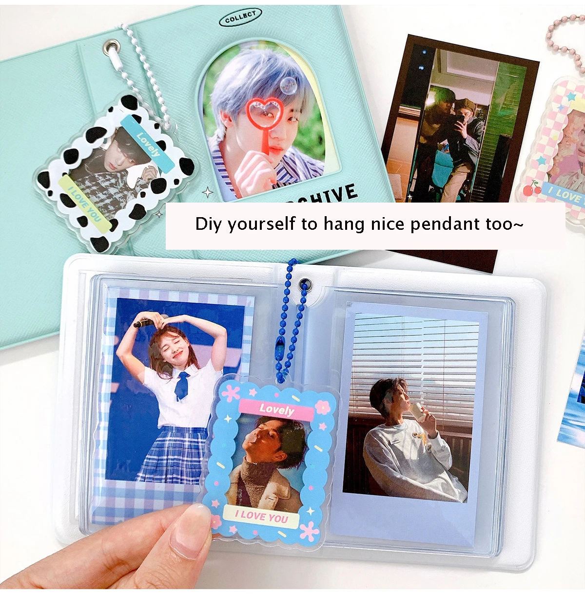 Sharkbang 40 Pockets 3 Inch Photo Album Leather PU Cover Simple Series MINI Storage Card Holder Postcard Collect Book Organizer