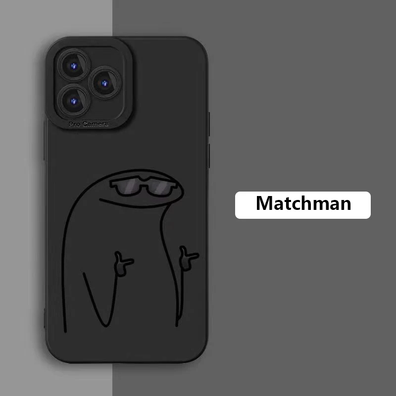 Cute Cartoon Matchman Phone Case For iPhone 14 Pro Max Cases iPhone 13 12 11 XS Max XR X 7 8 Plus 14 Shockproof Matte Soft Cover