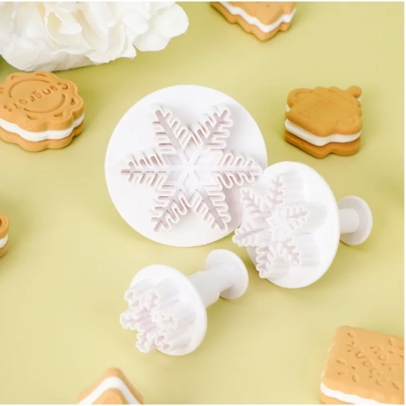 3pcs/set Cake Decorating Tools Cake Mold Fondant Plunger Cutters Tools Cookie Biscuit Snowflake Mold Bakeware Accessories