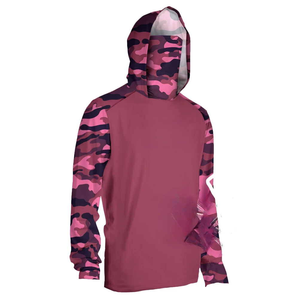 Fishing Hoodie Shirts Long Sleeve Fishing Clothing With Mask Uv Neck Gaiter Men\'s Breathable Angling Jersey