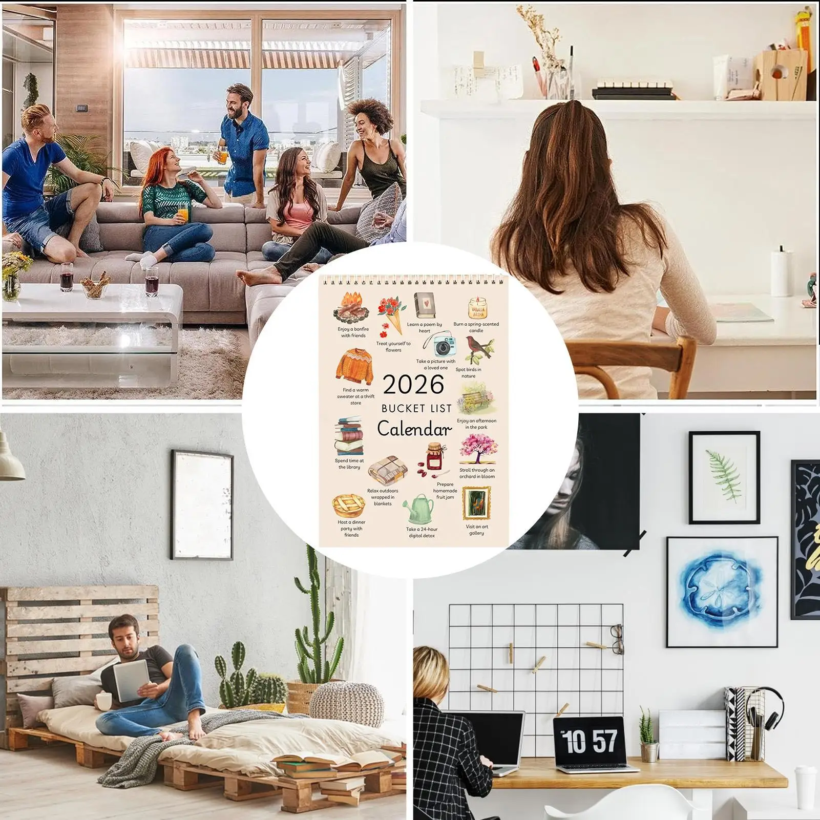 Inspirational 12-Month Wall Calendar & Goal Planner with Motivational Illustrations
