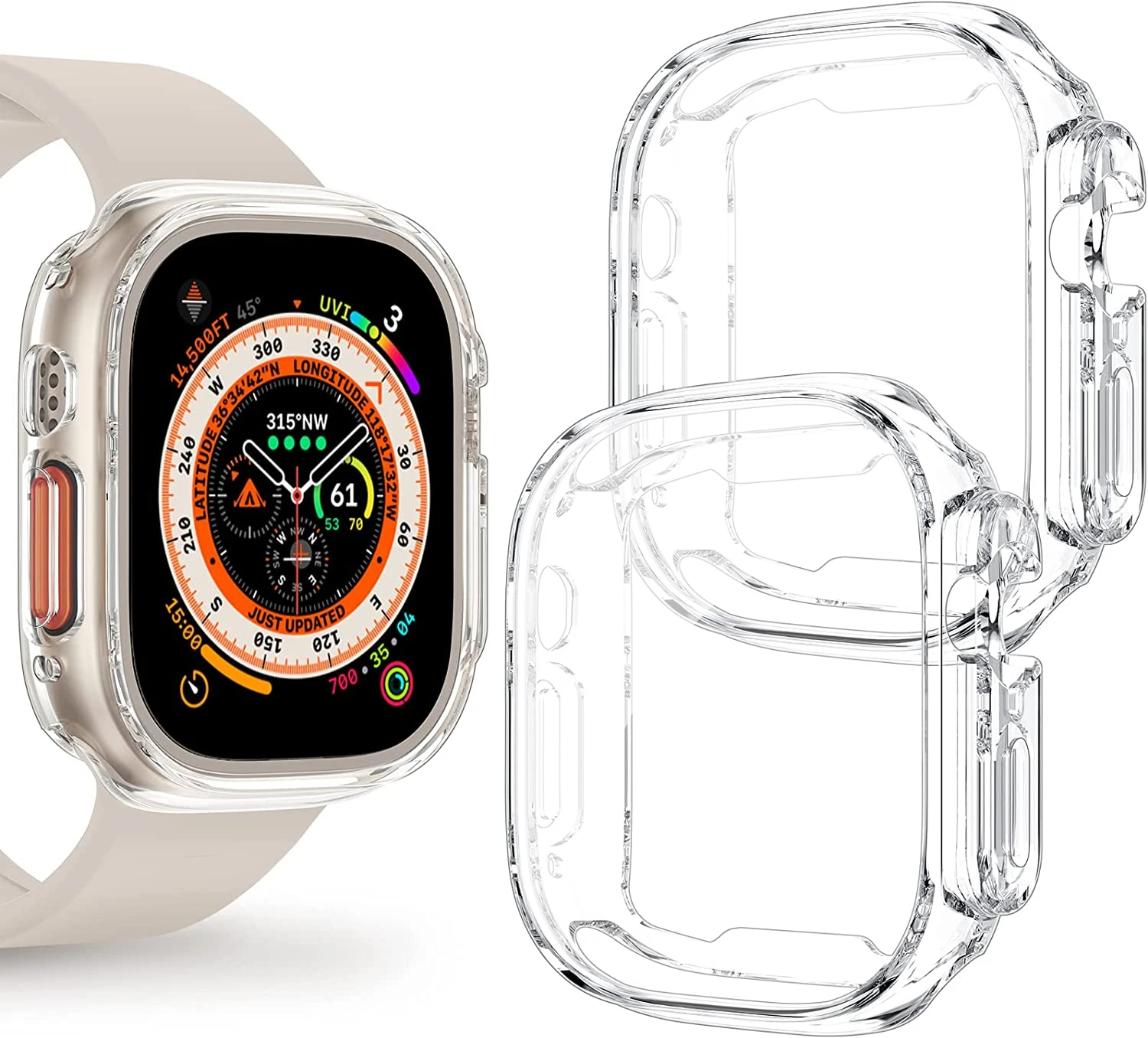 Watch Case for Apple Watch Ultra 49MM Series 8 7 SE 6 5 4 3 2 45MM 41MM 44MM 40MM Transparent Cover Apple Watch Screen Protector_voghion.com