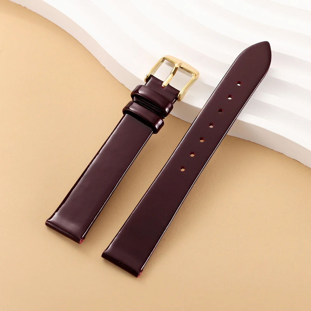 Glossy Leather Unisex Slim Watch Strap - Soft Universal Replacement Wristband