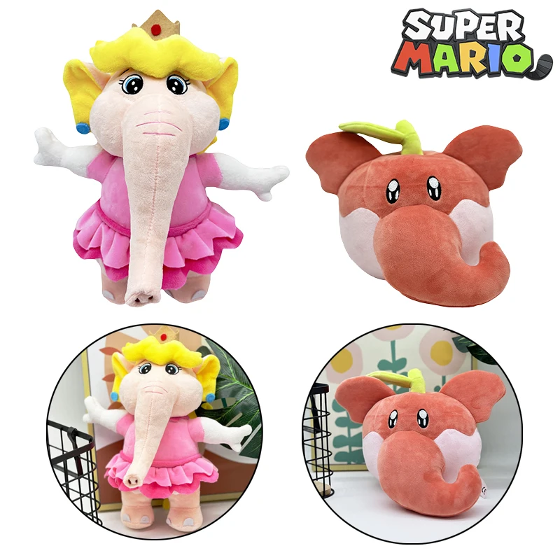 Super Mario Wonder Cartoon Bambini Elefante Giocattoli Anime Figure Princess Peach Peluche Bambini Cute Game Dolls Regalo Di Natale