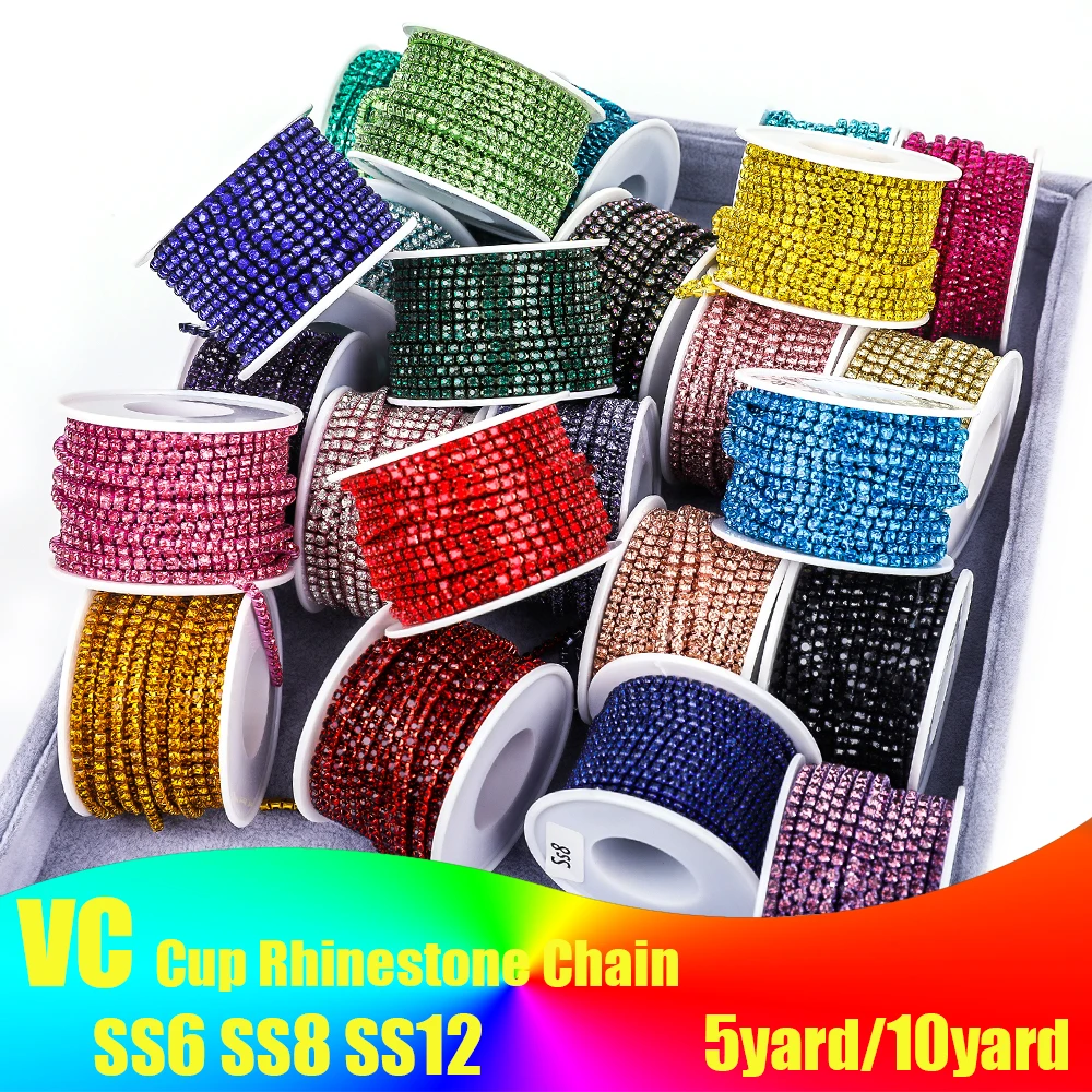 Alle Farben Krallenkette Electrophoresi Strassbesatz Stein Gold Diamant Strass Dekorative Applikation Kristallbesätze für Kleider