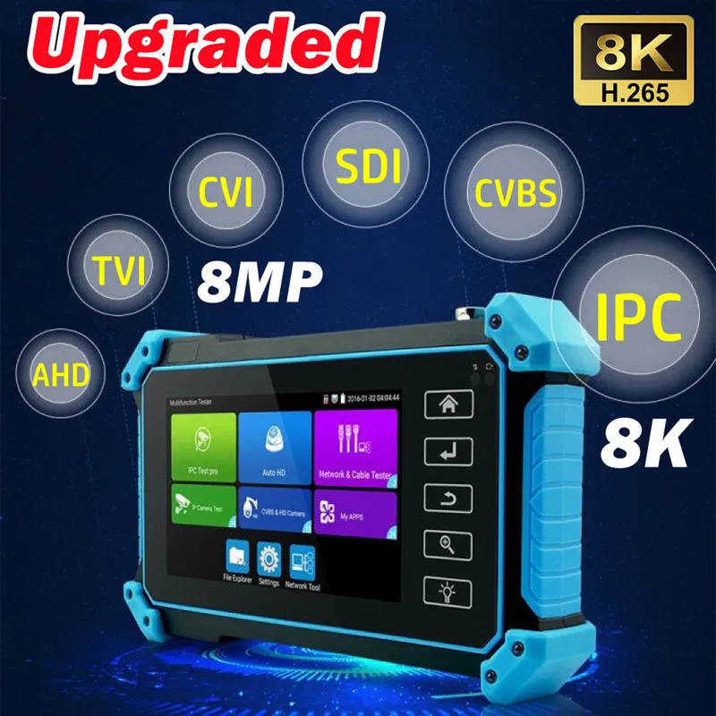Tester CCTV IPC-5200C Plus 8MP AHD CVI TVI SDI Tester telecamera IP 32MP Tester telecamera IP con display touch screen Ingresso HDMI VGA - immagine 2