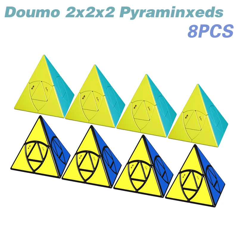 

QYToys Doumo 2x2x2 Pyraminxeds Magic Cube Wholesale Lots Bulk 8PCS Set Speed Twisty Puzzle Antistress Educational Toys