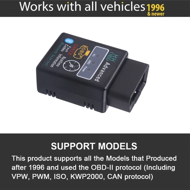 Portable Car OBD2 Scanner Bluetooth Elm327 Auto Diagnostic Tool V1.5/V2.1 OBDII Scanner Code Reader Tool Car Engine Check 2