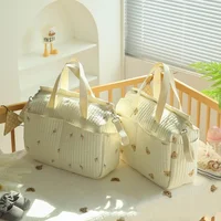 Korean Style Diaper Bag Large Capacity Portable Baby Stroller Bag Organizer Embroidery Bear Olive Mommy Maternity Bag