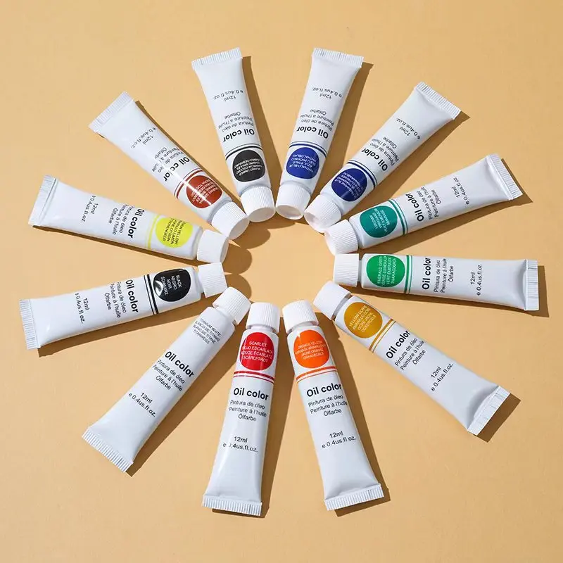 12 color acrylic paint set Beginner hand painted 12ml oil gouache watercolor painting paint 3
