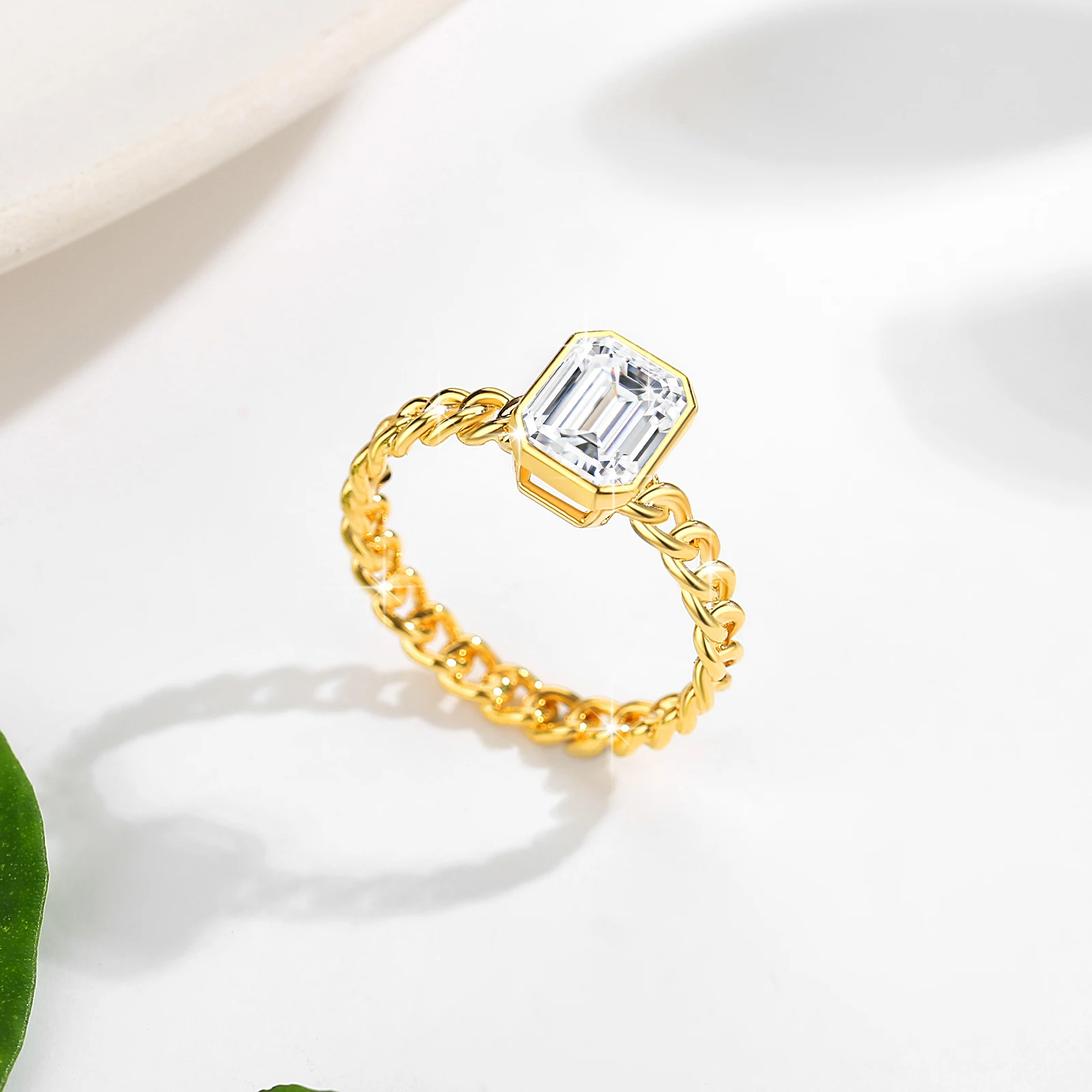100% Real 14k Gold Diamond Ring Emerald Moissanite 2ct 6*8mm Luxury Designer AU585 K Gold Wedding Jewelry For Women High Quality 3