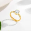 100% Real 14k Gold Diamond Ring Emerald Moissanite 2ct 6*8mm Luxury Designer AU585 K Gold Wedding Jewelry For Women High Quality 3