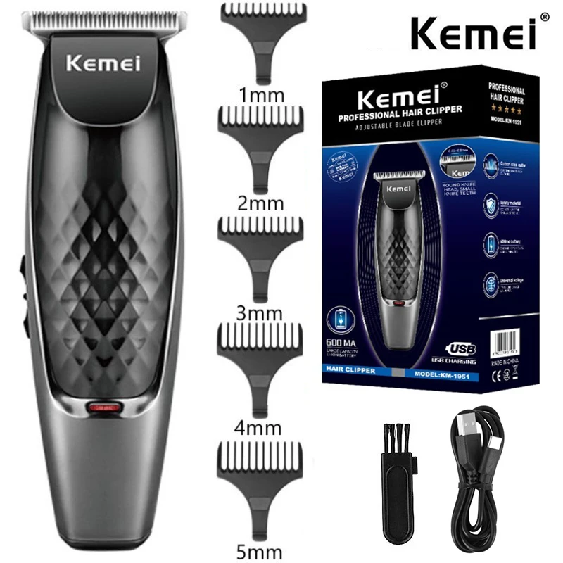 

Kemei powerful electric hair trimmer oil head rechargeable hair clipper haircut machine engraving hairline USB charging KM-1951