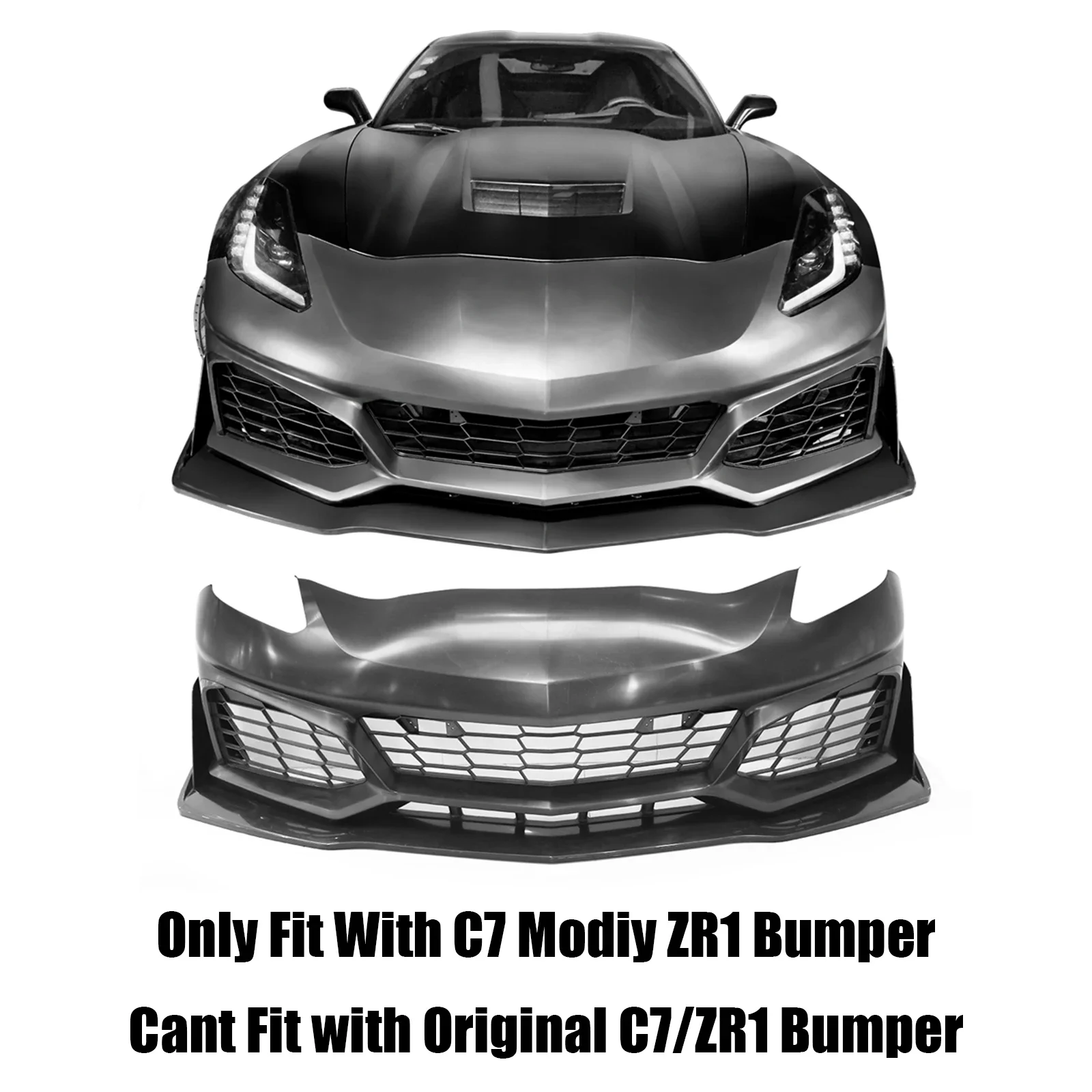 2014-2019 쉐보레 콜벳 C7 개조 범퍼 ZR1 스타일 스포일러 외장 부품 카본 파이버 스타일 3PCS 자동차 앞 범퍼 립