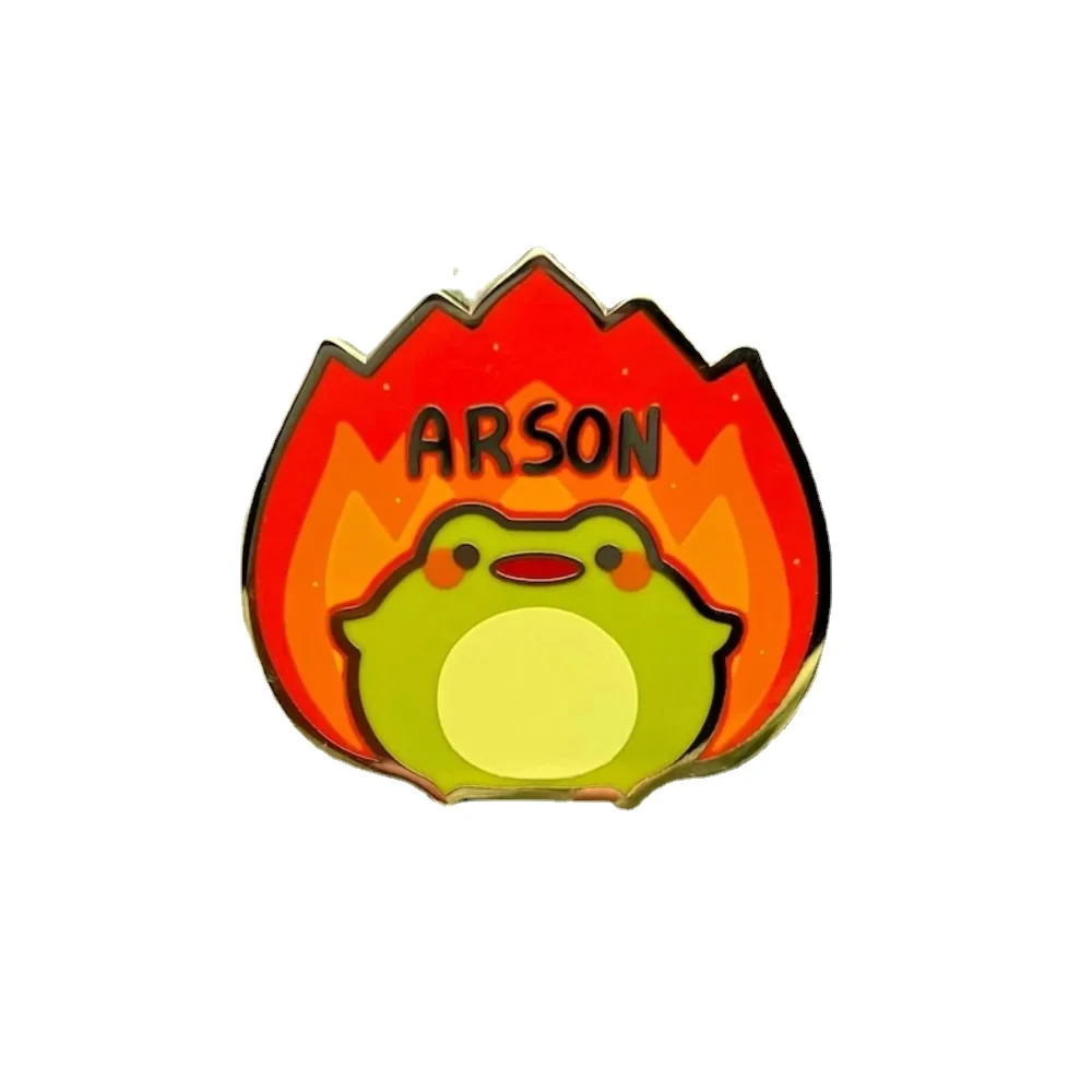 

Cute Cartoon Arson Frog Enamel Pin Funny Metal Badge Brooch for Jewelry Accessory