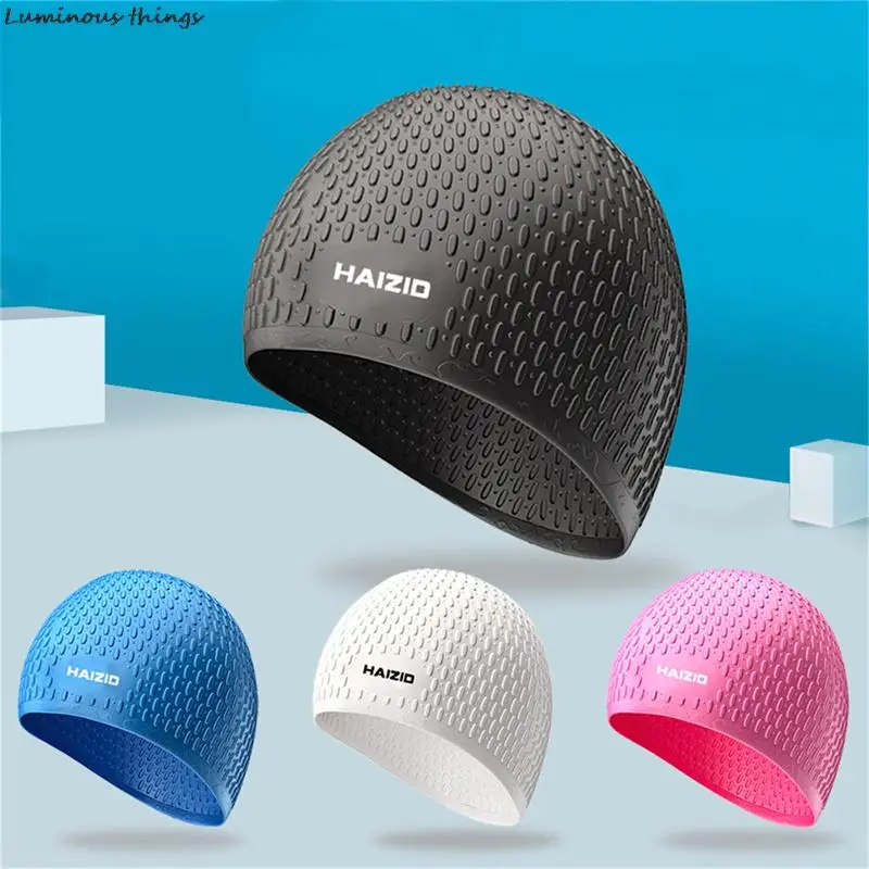 

New Silicone Swimming Cap Adult Waterproof Silicon Waterdrop Swimming Cap Protect Ears Long Hair Swim Hat