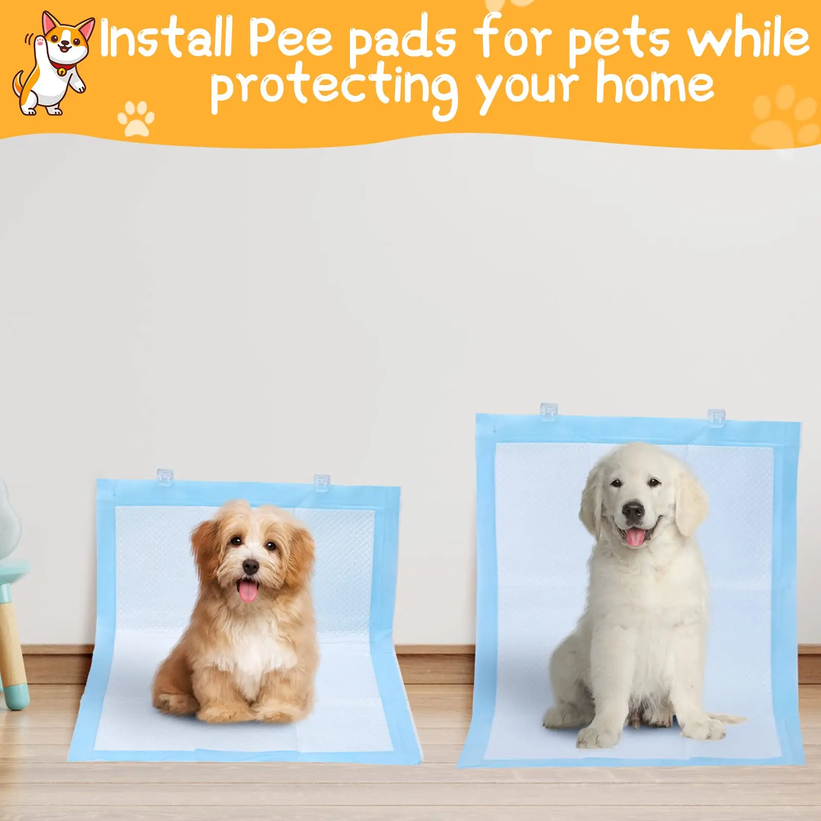 Wall Pee Pad Holder 6/3Pcs Clear Dog Potty Training Pad Holder Invisible Puppy Sticky Pee Wall Clips dog potty pad holder