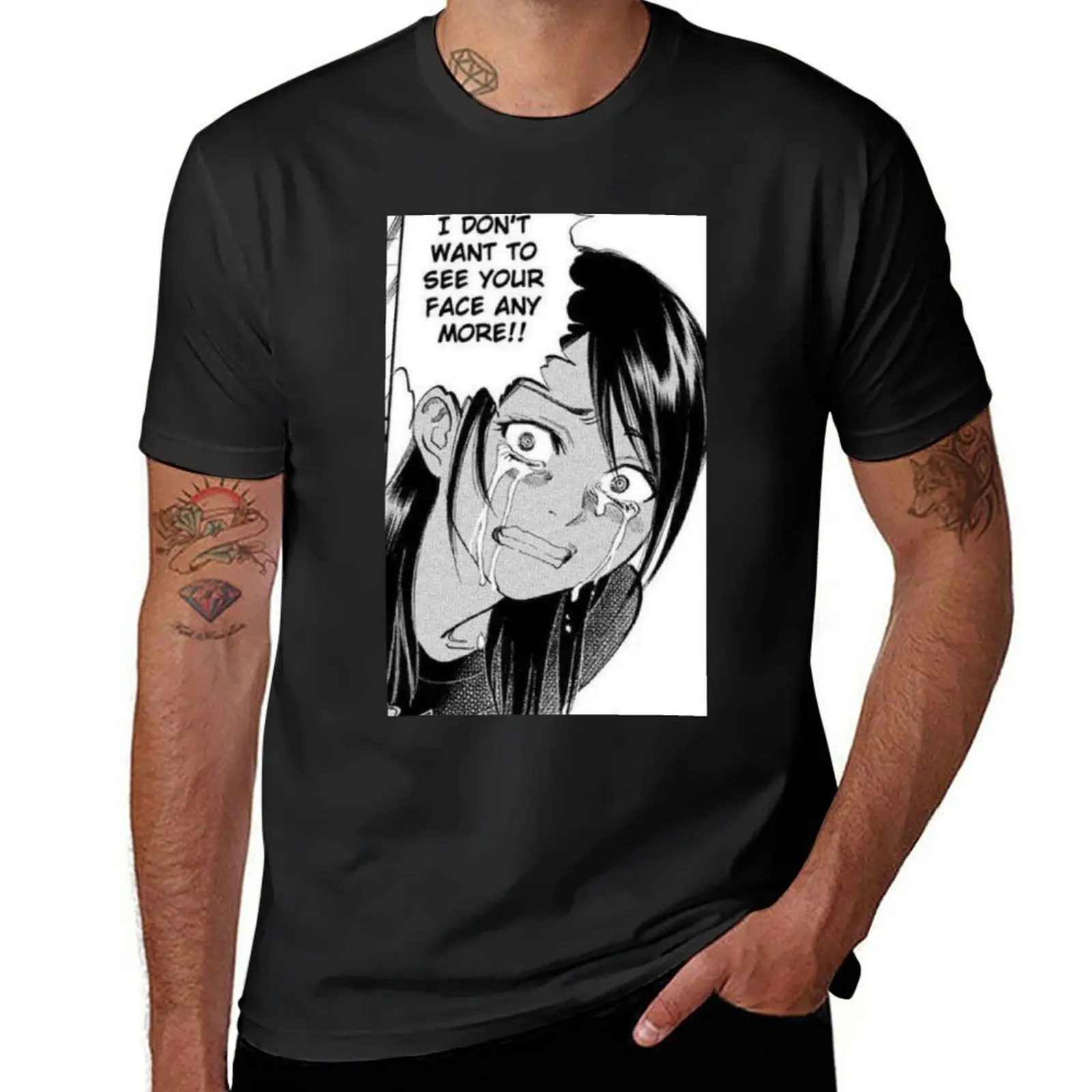 Manga Girl: Crying T-Shirt quick drying anime vintage clothes blanks slim fit t shirts for men