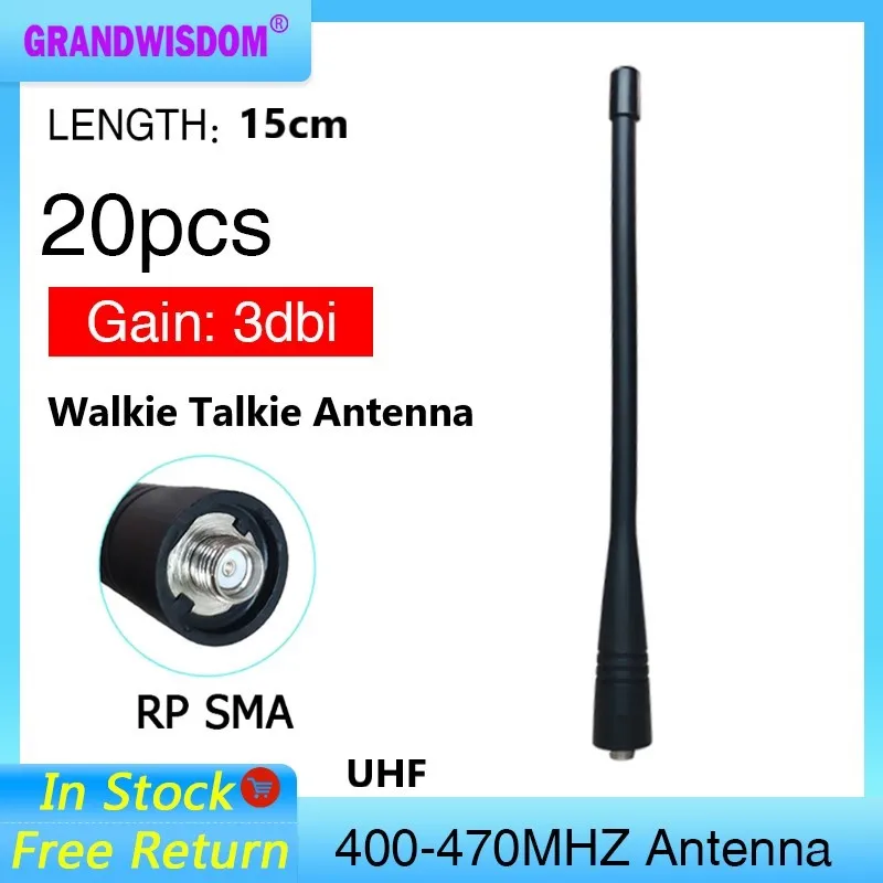 GWS 20pcs UHF 400-470MHZ Antenna for Walkie Talkie IOT Single Band Handheld Radio Walkie Talkie compatible for Kenwood antene