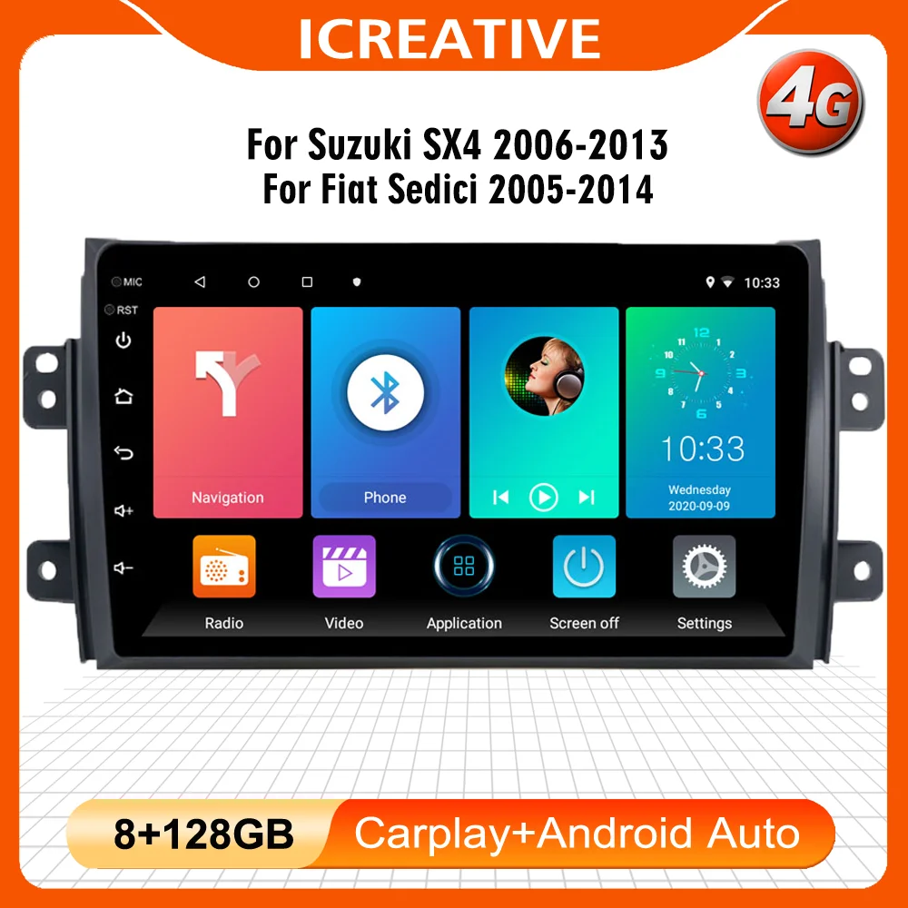 Для Suzuki SX4 2006-2013 Android 4G радио для Fiat Sedici 2005 - 2014 9 дюймов 2 Din Автомобильный